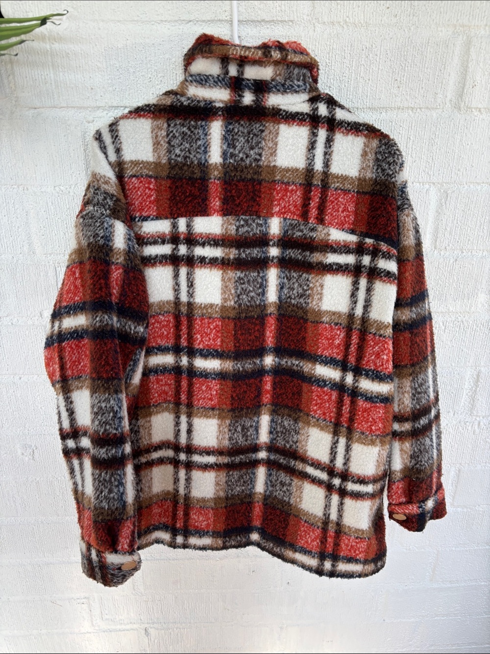 Zara Oversized Plaid Utility Shacket Jacket in Rust, Navy & Cream sz L - Picture 6 of 7